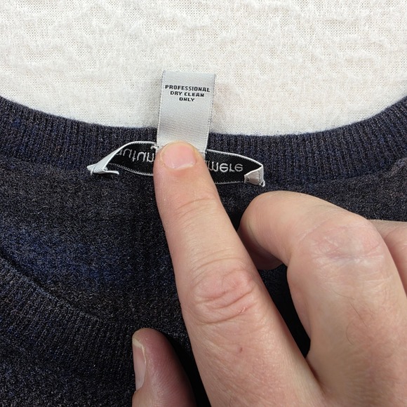 Autumn Cashmere Striped 100% Cashmere Crewneck Sweater Blue Grey Womens Medium - Picture 5 of 10